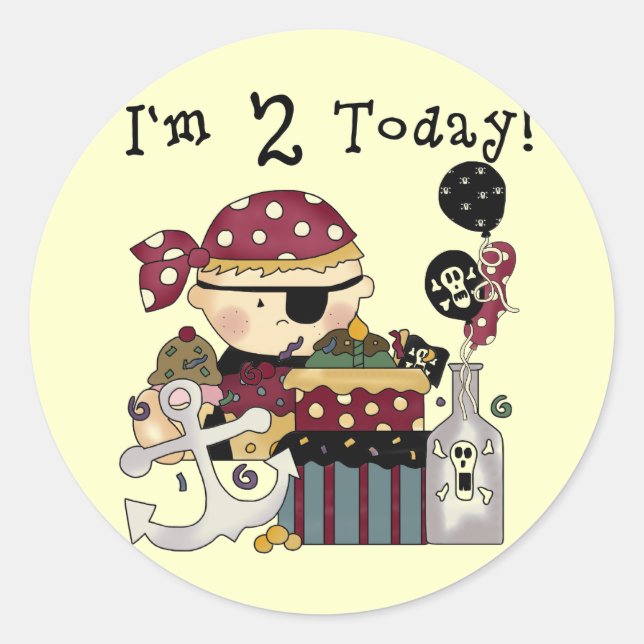 2nd  Birthday Pirate Tshirts and Gifts Classic Round Sticker (Front)