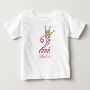 2nd Birthday Polka Dots Glitter-Print Personalised Baby T-Shirt