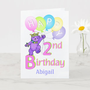 2nd Birthday Princess Bear, Custom Name Card