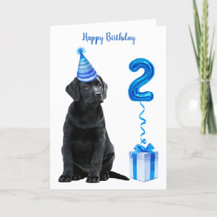 2nd Birthday Puppy Theme- Cute Dog Blue Boy Pawty Card