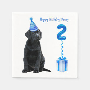 2nd Birthday Puppy Theme- Cute Dog Blue Boy Pawty Napkin