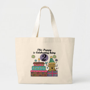 2nd Birthday Puppy Tshirts and Gifts Large Tote Bag