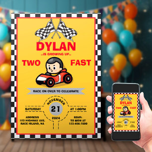 2nd Birthday Racer Cars Invitation