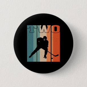 2nd Birthday Retro Ice Hockey 2 Years Old Boy Girl 6 Cm Round Badge