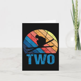 2nd Birthday Retro Ski Skiing 2 Year Old Boys Girl Card