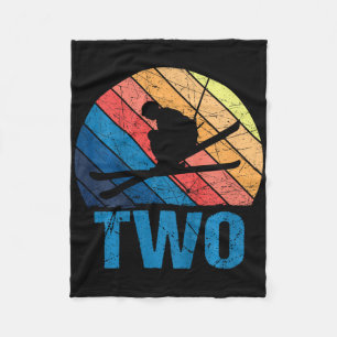 2nd Birthday Retro Ski Skiing 2 Year Old Boys Girl Fleece Blanket