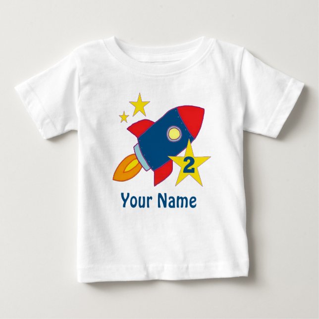 2nd Birthday Rocket Personalised T-shirt (Front)