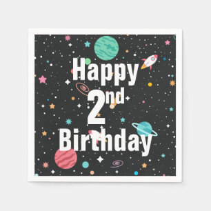 2nd Birthday Rocket Ships and Planets   Napkin