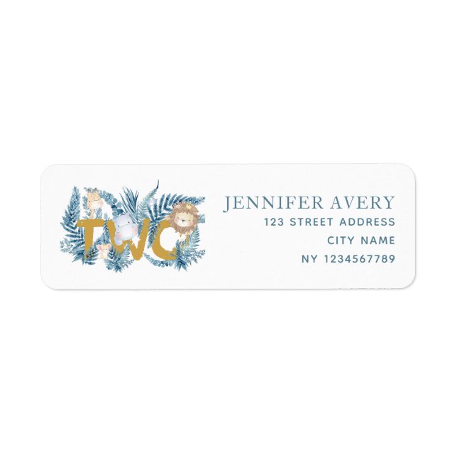 2nd Birthday Safari Animals Return Address Return Address Label (Front)