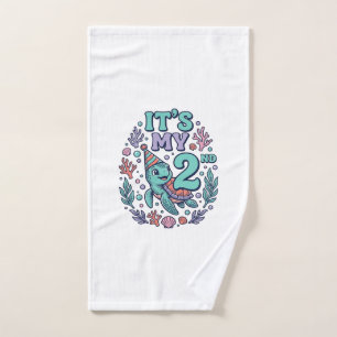 2nd Birthday Sea Turtle Vintage Engraving Design_1 Hand Towel
