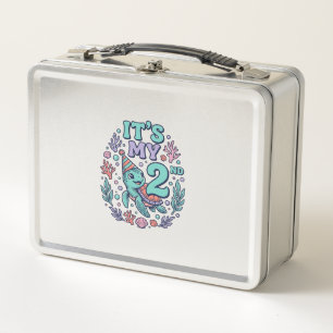 2nd Birthday Sea Turtle Vintage Engraving Design_1 Metal Lunch Box