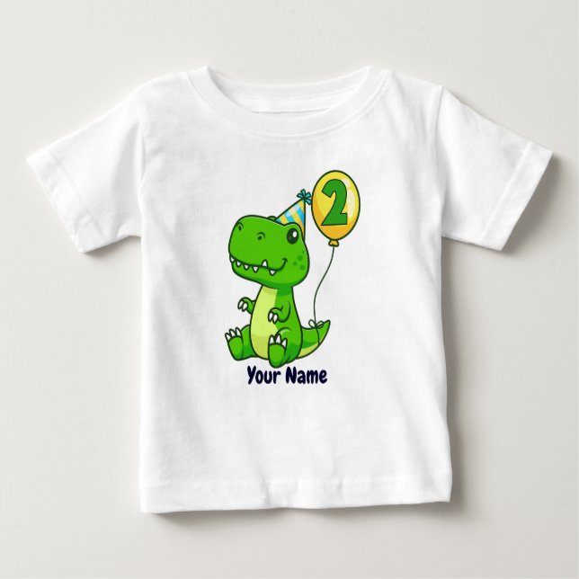 2nd Birthday T-Rex Balloon Baby T-Shirt (Front)