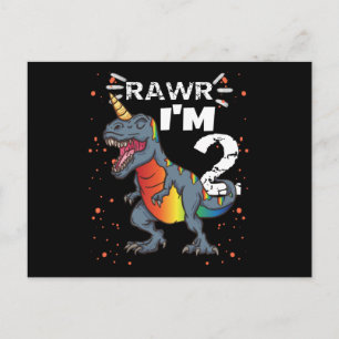 2nd Birthday T Rex Dinosaur Postcard