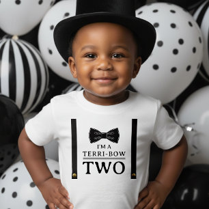 2nd Birthday Terri-Bow Two Bowtie Suspenders Toddler T-Shirt
