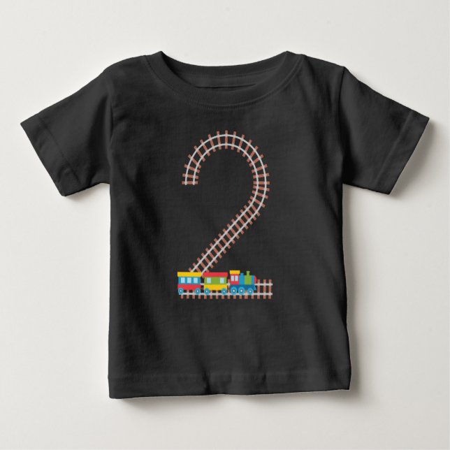 2nd Birthday Train 2 Year Old Boys Kids Gift Baby T-Shirt (Front)