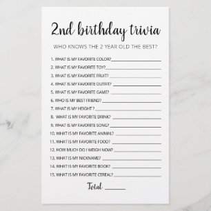 2nd Birthday Trivia editable game