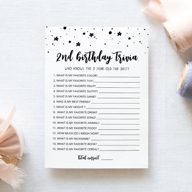 2nd Birthday Trivia editable game Card (Creator Uploaded)