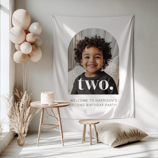 2nd Birthday Two Arched Photo Welcome Sign Tapestry (Zazzle 2nd Birthday Two Arched Photo Welcome Sign Tapestry)