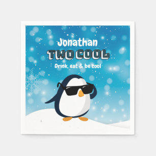 2nd Birthday Two Cool Penguin Boy Napkin