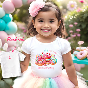 2nd Birthday Two Sweet Cute Doughnut Girl Name Toddler T-Shirt