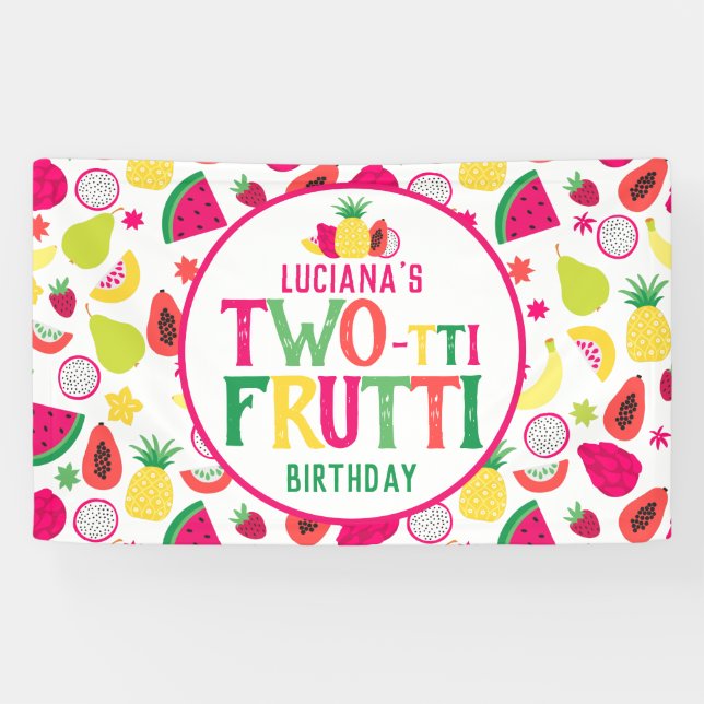 2nd Birthday Two-tti Frutti Fruit Birthday Party Banner (Horizontal)