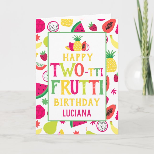 2nd Birthday Two-tti Frutti Fruit Birthday Party Card (Front)