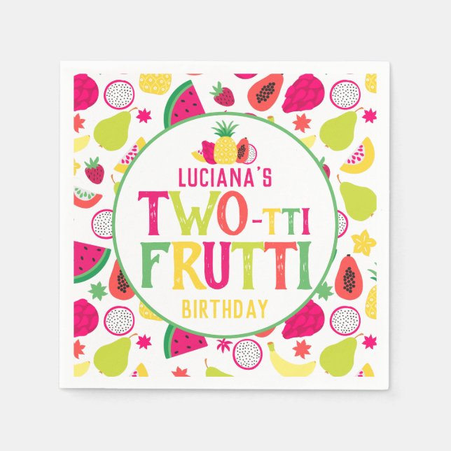 2nd Birthday Two-tti Frutti Fruit Birthday Party Napkin (Front)