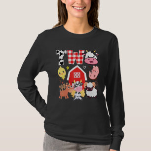 2nd Birthday Two Year Old Farm Theme Animals Birth T-Shirt