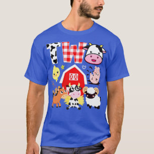 2nd Birthday Two Year Old Farm Theme Animals Birth T-Shirt