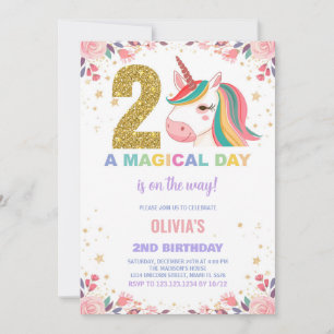 2nd Birthday Unicorn Birthday Invitations
