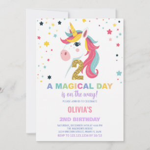 2nd Birthday Unicorn Birthday Invitations