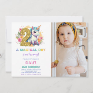 2nd Birthday Unicorn Birthday Invitations photo