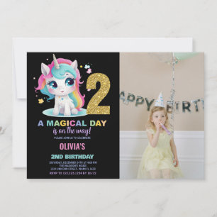 2nd Birthday Unicorn Birthday Invitations photo