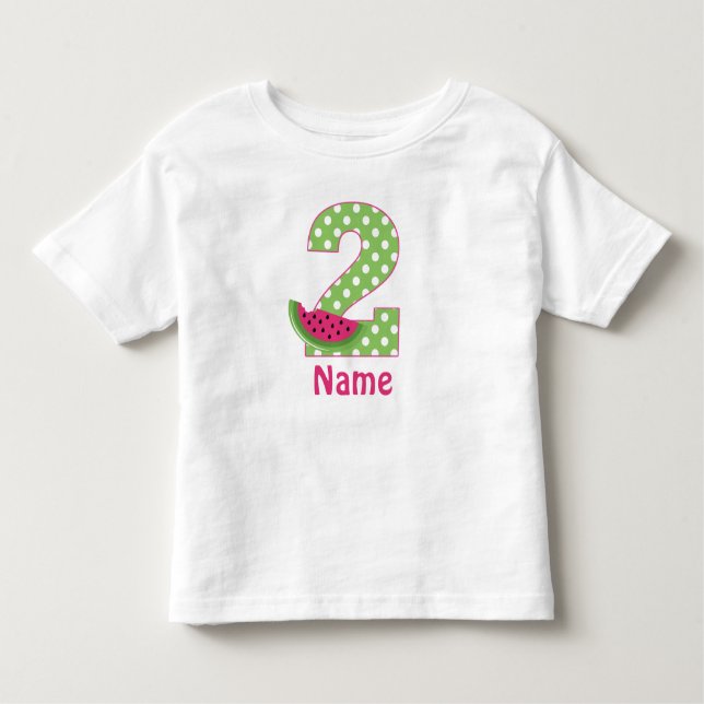 2nd Birthday Watermelon Pink Personalised T-shirt (Front)