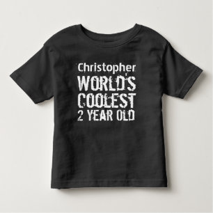2nd Birthday World's Coolest 2 Year Old RED Toddler T-Shirt