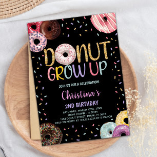2nd Black Doughnuts Birthday Invitations