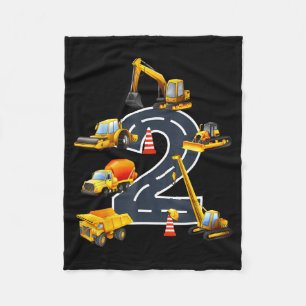 2nd Construction Birthday Party Excavator Boys 2 Fleece Blanket