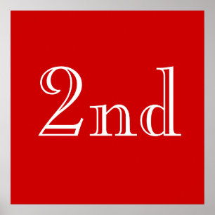 2nd. Custom Text. Red and White. Poster
