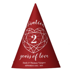 2nd garnet wedding anniversary custom party hats
