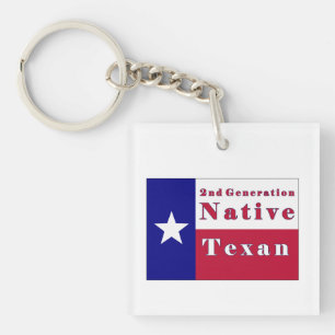 2nd Generation Native Texan Flag Key Ring