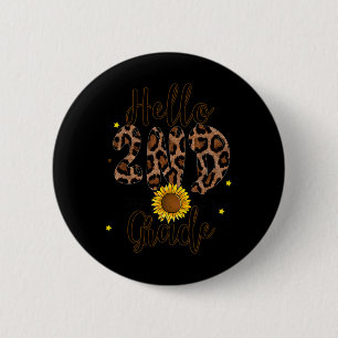 2nd Grade 1st Day Of School Teacher Leopard Print 6 Cm Round Badge