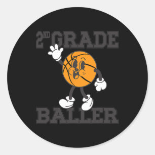2nd Grade Baller Basketball Back to School - Kids Classic Round Sticker