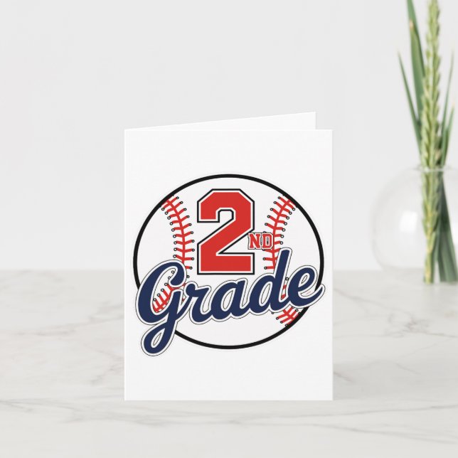 2nd Grade Baseball Back To School Baseball Player  Card (Front)