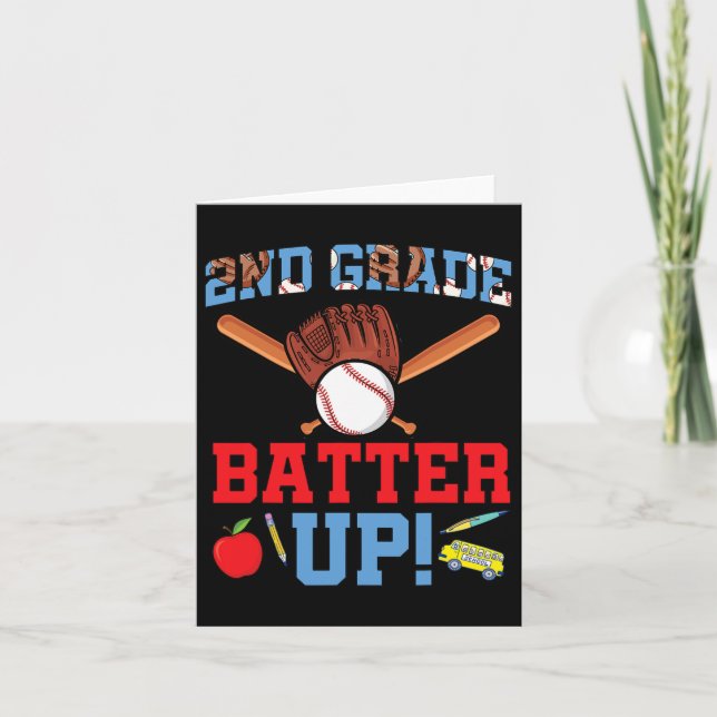 2nd Grade Baseball Player First Day Of School  Card (Front)