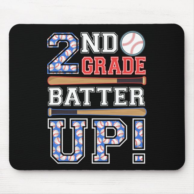 2nd Grade Batter Up Baseball-second Grade Back To  Mouse Pad (Front)