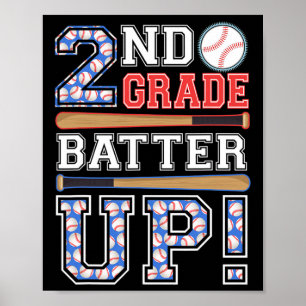 2nd Grade Batter Up Baseball-second Grade Back To Poster