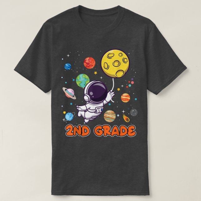 2nd Grade Birthday Boy Tee Astronaut Second Grade  (Design Front)