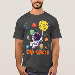 2nd Grade Birthday Boy Tee Astronaut Second Grade