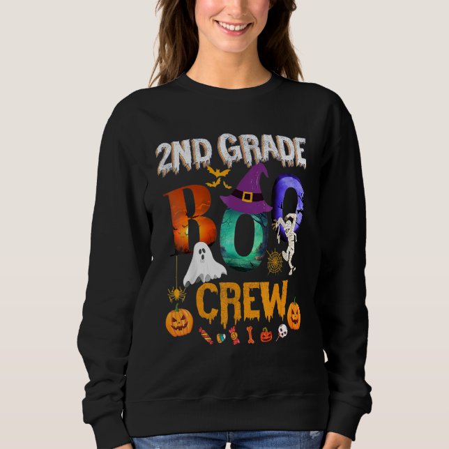 2nd Grade Boo Crew Teacher Student  Halloween Cost Sweatshirt (Front)