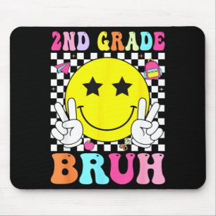 2nd grade bruh retro smile face back to school mouse pad